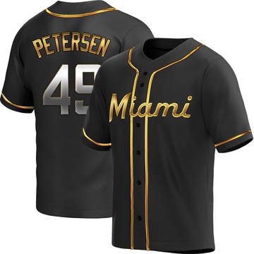 Youth Miami Marlins Michael Petersen Black Golden Alternate Jersey - Replica
