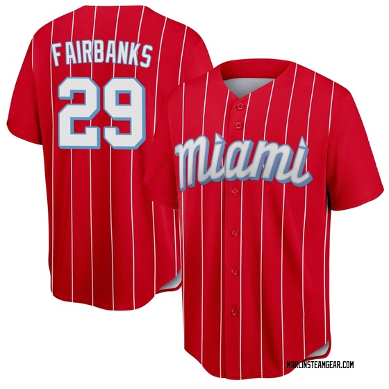 Youth Miami Marlins Pete Fairbanks Red 2021 City Connect Jersey - Replica