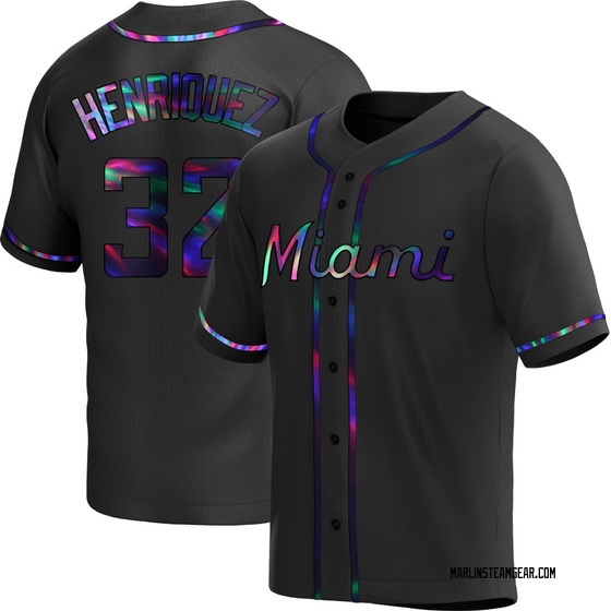 Youth Miami Marlins Ronny Henriquez Black Holographic Alternate Jersey - Replica
