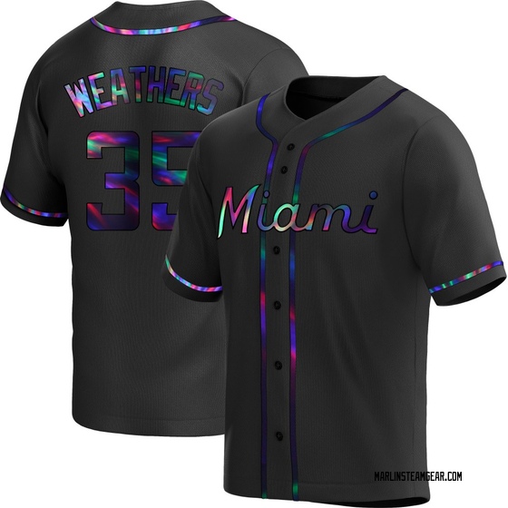 Youth Miami Marlins Ryan Weathers Black Holographic Alternate Jersey - Replica