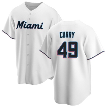 Youth Miami Marlins Xzavion Curry White Home Jersey - Replica